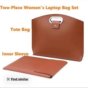 Women's Two-Piece Laptop Tote and Sleeve - Brown